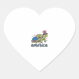 Patriotische Schildkröte Amerika Vintage Gravur De Herz-Aufkleber
