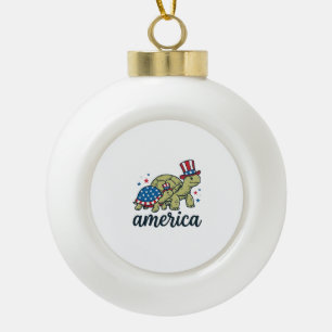 Patriotische Schildkröte Amerika Vintage Gravur De Keramik Kugel-Ornament