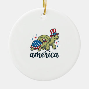 Patriotische Schildkröte Amerika Vintage Gravur De Keramik Ornament