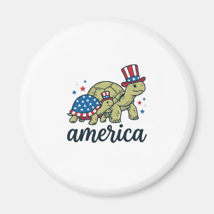 Patriotische Schildkröte Amerika Vintage Gravur De Magnet