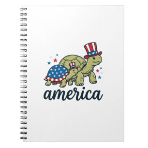 Patriotische Schildkröte Amerika Vintage Gravur De Notizblock