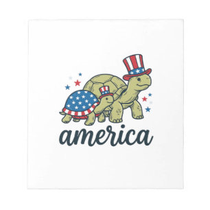 Patriotische Schildkröte Amerika Vintage Gravur De Notizblock