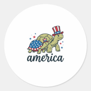 Patriotische Schildkröte Amerika Vintage Gravur De Runder Aufkleber
