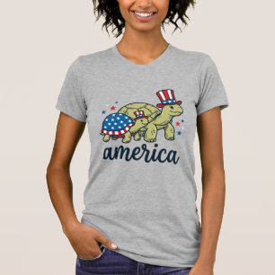 Patriotische Schildkröte Amerika Vintage Gravur De T-Shirt