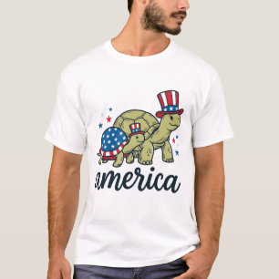 Patriotische Schildkröte Amerika Vintage Gravur De T-Shirt