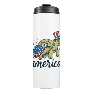 Patriotische Schildkröte Amerika Vintage Gravur De Thermosbecher