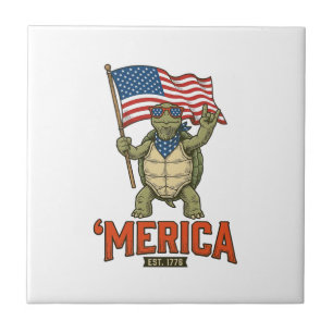 Patriotische Schildkröte 'Merica Vintage Vektor Fliese