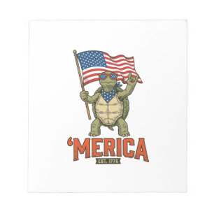 Patriotische Schildkröte 'Merica Vintage Vektor Notizblock