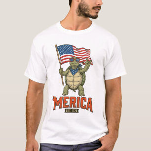 Patriotische Schildkröte 'Merica Vintage Vektor T-Shirt