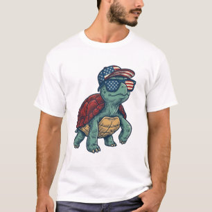 Patriotische Schildkröte Vintage-Gravur Grafik_1 T-Shirt