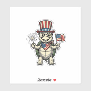 Patriotische Schildkröte Vintage-Gravur-Grafik für Aufkleber