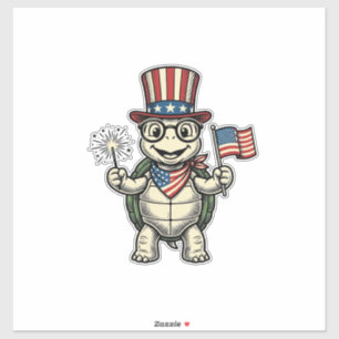 Patriotische Schildkröte Vintage-Gravur Grafik für Aufkleber