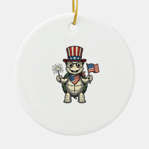 Patriotische Schildkröte Vintage-Gravur-Grafik für Keramik Ornament