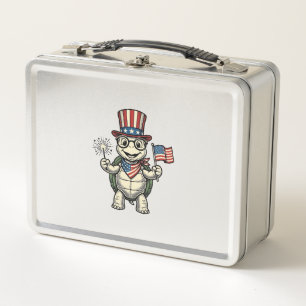 Patriotische Schildkröte Vintage-Gravur-Grafik für Metall Brotdose