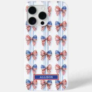 Patriotische Schleifen auf gestreiftem monogrammie Case-Mate iPhone Hülle