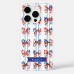Patriotische Schleifen auf gestreiftem monogrammie iPhone 16 Pro Hülle