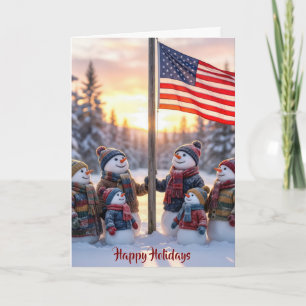 Patriotische Schneemannfamilie mit amerikanischer  Karte
