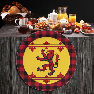 Patriotische Schottische Flagge, Rampant, kariert, Pappteller