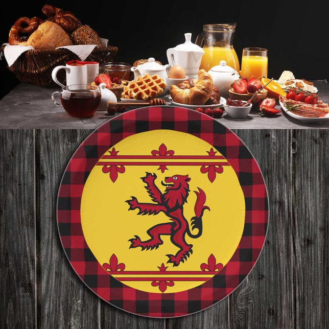 Patriotische Schottische Flagge, Rampant, kariert, Pappteller (Von Creator hochgeladen)