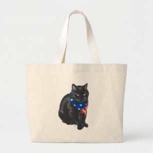 Patriotische schwarze Katze Jumbo Stoffbeutel