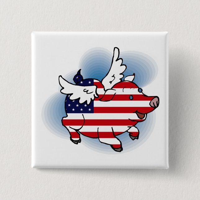Patriotische Schweine - 4. Juli bis 4. Juli Button (Vorderseite)