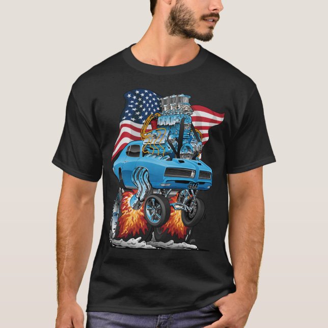 Patriotische Sechziger Amerikanischer Muskelwagen  T-Shirt (Vorderseite)