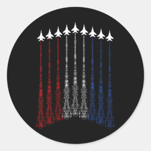 Patriotische Shirts für Männer Jet 4. Juli Shirts Runder Aufkleber