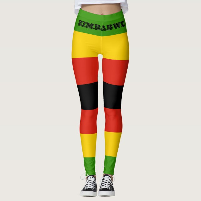 Patriotische Simbabwflagge Afrika Leggings (Vorderseite)