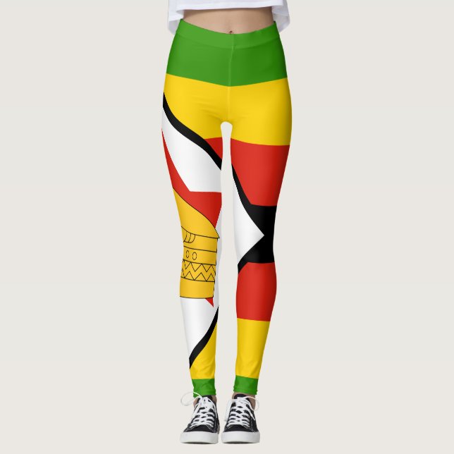 Patriotische Simbabwflagge Afrika Leggings (Vorderseite)