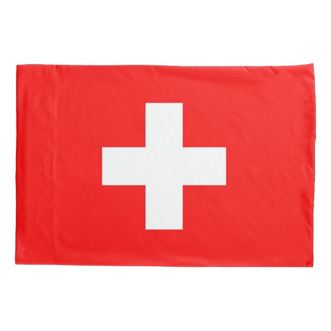 Patriotische Single-Pillowcase-Flagge der Schweiz Kissenbezug (Rückseite)