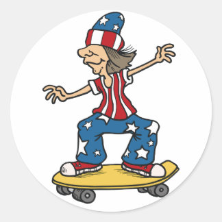Patriotische Skateboarder-Aufkleber Runder Aufkleber