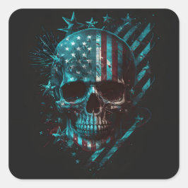 Patriotische Skull Square Sticker