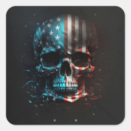 Patriotische Skull Square Sticker