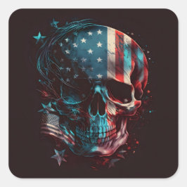 Patriotische Skull Square Sticker