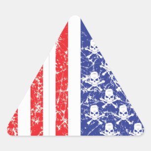 Patriotische Skulls Dreieckiger Aufkleber