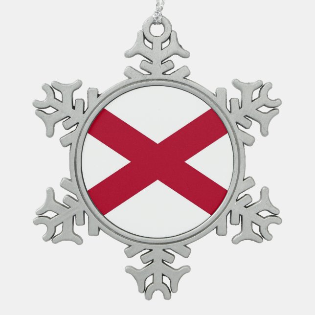 Patriotische Snowflake-Ornament mit Alabama-Flagge Schneeflocken Zinn-Ornament (Vorderseite)