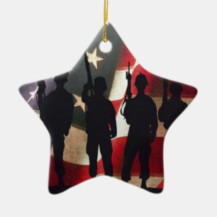 Patriotische Soldaten Silhouette Keramik Ornament