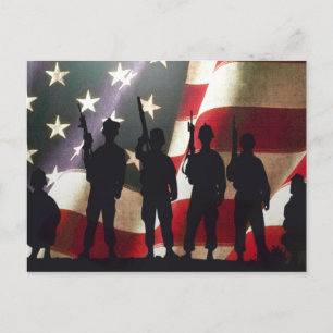 Patriotische Soldatin-Silhouette Postkarte