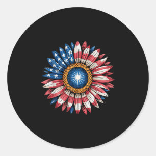 Patriotische Sonnenblume 4. Juli US-Flagge unabhän Runder Aufkleber