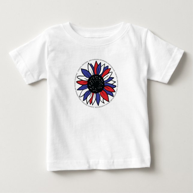 Patriotische Sonnenblumen Freiheit Fairness Baby T-shirt (Vorderseite)
