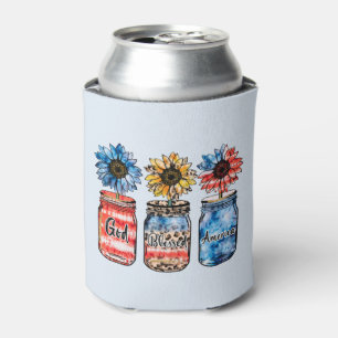 Patriotische Sonnenblumen in Jars Gott segne Ame Dosenkühler