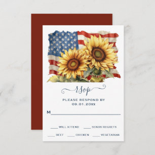 Patriotische Sonnenblumenhochzeit RSVP Karte
