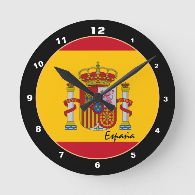 Patriotische Spanische Flagge & Spanien Zuhause /  Runde Wanduhr (Vorderseite)