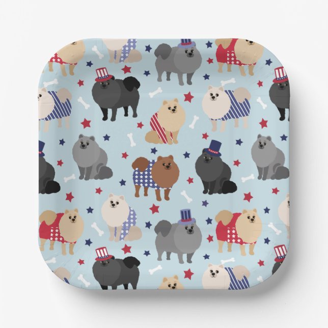 Patriotische Spitz Dog Paper Teller (Vorderseite)
