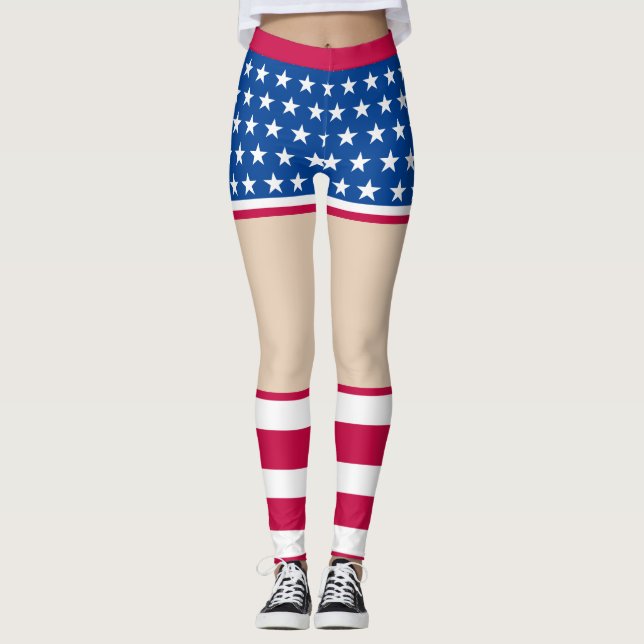 Patriotische Star-Stripte-Leggings für Frauen Leggings (Vorderseite)