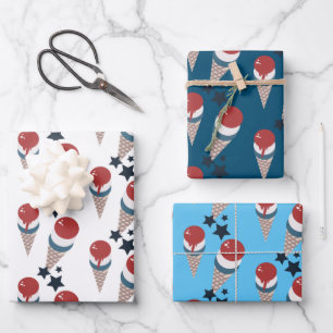 Patriotische Stars Eiscreme Muster Geschenkpapier Set