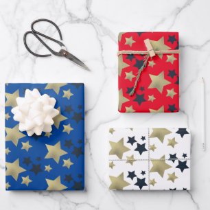 Patriotische Stars Imitate Foil Pattern Geschenkpapier Set
