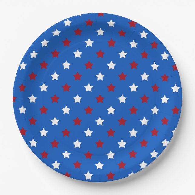 Patriotische Stars Pappteller (Vorderseite)