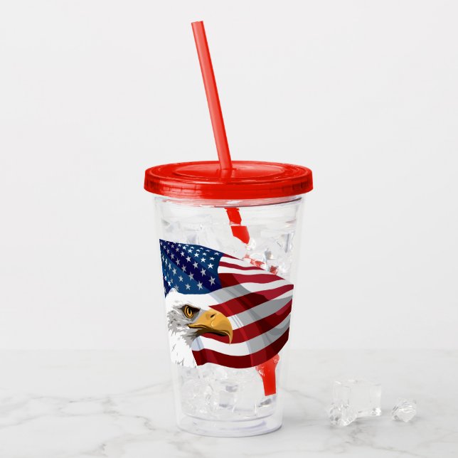 Patriotische Stars und Streifen Akrylic Tumbler Acryltrinkbecher (Vorderseite Ice)
