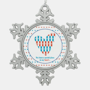 Patriotische Stelle im Herzen, Unterstützung Förde Schneeflocken Zinn-Ornament